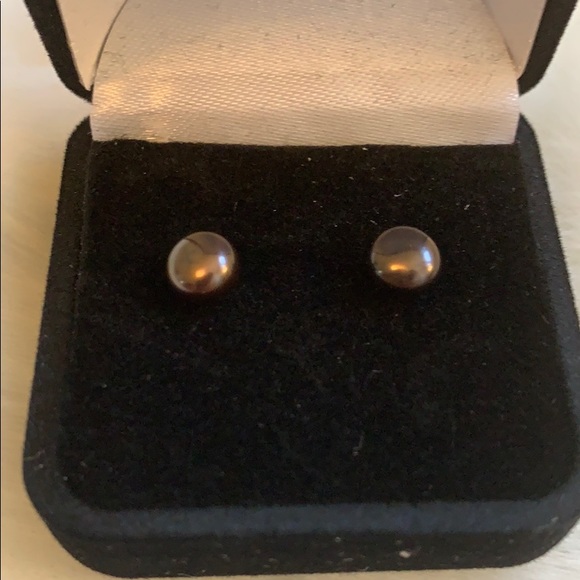 Earrings- Genuine Black Pearls & Sterling Silver - Picture 3 of 6